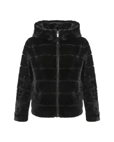 Gorski Horizontal Curly Shearling Lamb Zip Hooded Jacket | Thumbnail 1 Gorski Horizontal Curly Shearling Lamb Zip Hooded Jacket | Thumbnail 1