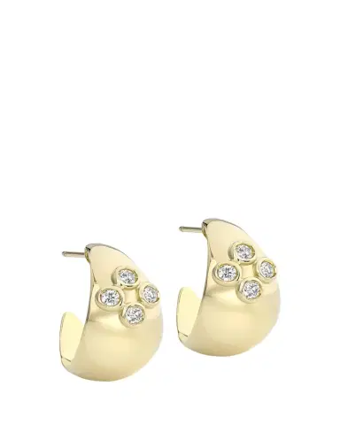L. Klein Dome Polished 18K Yellow Gold Hoop Diamond Earrings | Thumbnail 1 L. Klein Dome Polished 18K Yellow Gold Hoop Diamond Earrings | Thumbnail 1