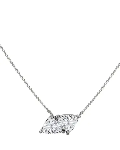HauteCarat 18K Trillion Lab Grown Diamond Twin Necklace | Thumbnail 1 HauteCarat 18K Trillion Lab Grown Diamond Twin Necklace | Thumbnail 1