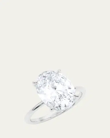 HauteCarat 18K Oval Cut Hidden Halo Platinum Lab Grown Diamond Ring, 2.0tcw | Thumbnail 2 HauteCarat 18K Oval Cut Hidden Halo Platinum Lab Grown Diamond Ring, 2.0tcw | Thumbnail 2