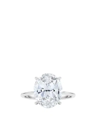 HauteCarat 18K Oval Cut Hidden Halo Platinum Lab Grown Diamond Ring, 2.0tcw | Thumbnail 1 HauteCarat 18K Oval Cut Hidden Halo Platinum Lab Grown Diamond Ring, 2.0tcw | Thumbnail 1