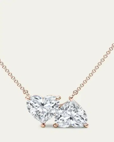 HauteCarat 18K Heart Shape Lab Grown Diamond Twin Necklace | Thumbnail 4 HauteCarat 18K Heart Shape Lab Grown Diamond Twin Necklace | Thumbnail 4