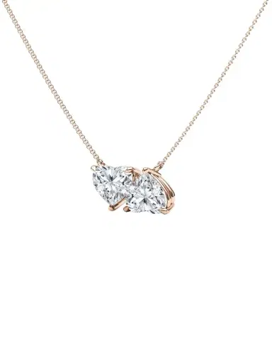 HauteCarat 18K Heart Shape Lab Grown Diamond Twin Necklace | Thumbnail 1 HauteCarat 18K Heart Shape Lab Grown Diamond Twin Necklace | Thumbnail 1