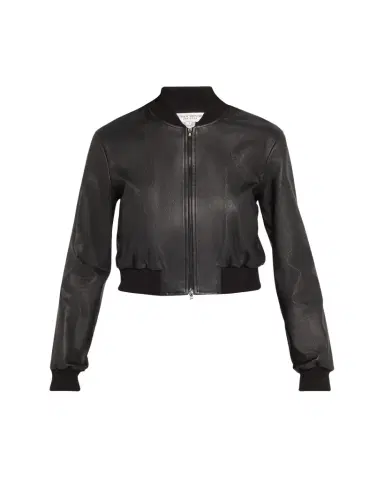 SUSAN BENDER Stretch Lambskin Leather Bomber Jacket | Thumbnail 1 SUSAN BENDER Stretch Lambskin Leather Bomber Jacket | Thumbnail 1