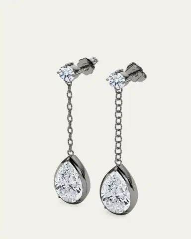 HauteCarat 18K Link Chain Pear Lab Grown Diamond Drop Earrings | Thumbnail 2 HauteCarat 18K Link Chain Pear Lab Grown Diamond Drop Earrings | Thumbnail 2