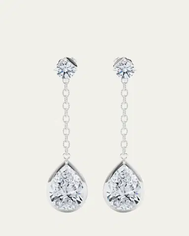 HauteCarat 18K Link Chain Pear Lab Grown Diamond Drop Earrings | Thumbnail 4 HauteCarat 18K Link Chain Pear Lab Grown Diamond Drop Earrings | Thumbnail 4