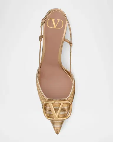 Valentino Garavani VLogo Metallic Slingback Pumps | Thumbnail 3 Valentino Garavani VLogo Metallic Slingback Pumps | Thumbnail 3