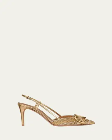 Valentino Garavani VLogo Metallic Slingback Pumps | Thumbnail 4 Valentino Garavani VLogo Metallic Slingback Pumps | Thumbnail 4