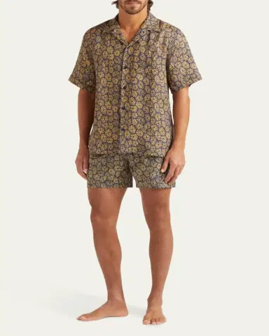 Vilebrequin Men's Linen Flower-Print Camp Shirt | Thumbnail 2 Vilebrequin Men's Linen Flower-Print Camp Shirt | Thumbnail 2