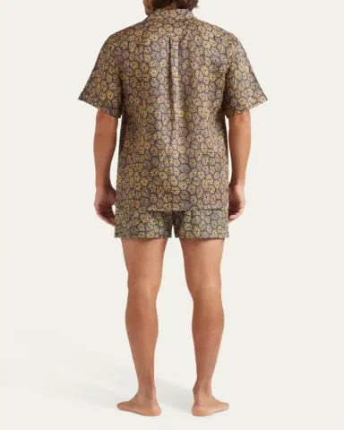 Vilebrequin Men's Linen Flower-Print Camp Shirt | Thumbnail 3 Vilebrequin Men's Linen Flower-Print Camp Shirt | Thumbnail 3