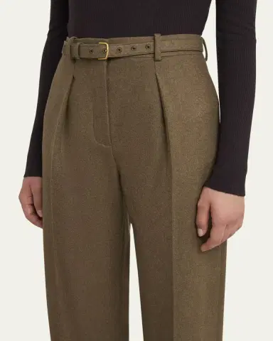 Loro Piana Edward Pintuck Belted Wool Cashmere Trousers | Thumbnail 9 Loro Piana Edward Pintuck Belted Wool Cashmere Trousers | Thumbnail 9
