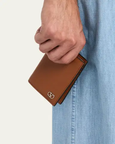 Valentino Garavani Men's VLogo Leather Bifold Card Holder | Thumbnail 2 Valentino Garavani Men's VLogo Leather Bifold Card Holder | Thumbnail 2