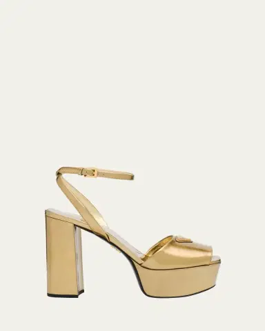 Prada Metallic Leather Ankle-Strap Platform Sandals | Thumbnail 6 Prada Metallic Leather Ankle-Strap Platform Sandals | Thumbnail 6