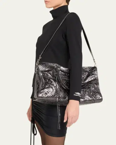 Balenciaga Le City Medium Metallic Leather Top-Handle Bag | Thumbnail 2 Balenciaga Le City Medium Metallic Leather Top-Handle Bag | Thumbnail 2
