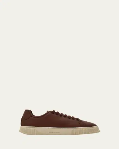 Ferragamo Men's Bruce Deerskin Leather Low-Top Sneakers | Thumbnail 3 Ferragamo Men's Bruce Deerskin Leather Low-Top Sneakers | Thumbnail 3
