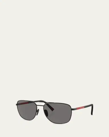 Prada Men's ps 54zs Polarized Steel Aviator Sunglasses | Thumbnail 2 Prada Men's ps 54zs Polarized Steel Aviator Sunglasses | Thumbnail 2