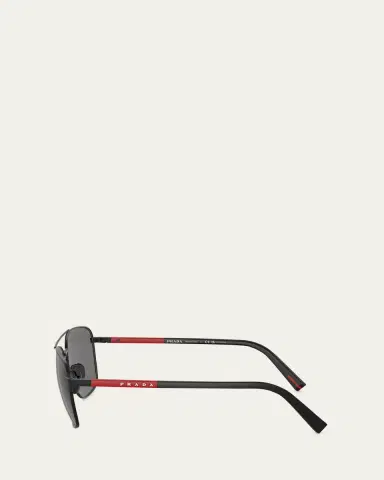 Prada Men's ps 54zs Polarized Steel Aviator Sunglasses | Thumbnail 3 Prada Men's ps 54zs Polarized Steel Aviator Sunglasses | Thumbnail 3