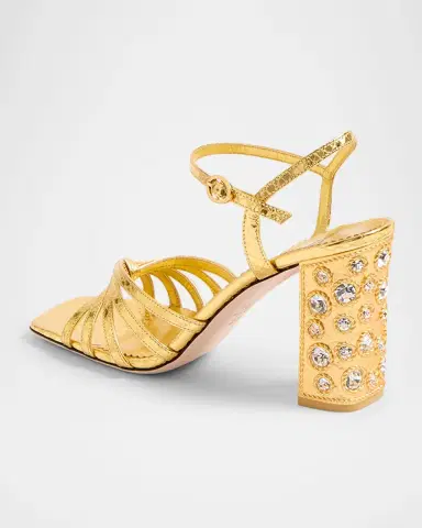 Valentino Garavani Metallic Jewel Ankle-Strap Sandals | Thumbnail 2 Valentino Garavani Metallic Jewel Ankle-Strap Sandals | Thumbnail 2