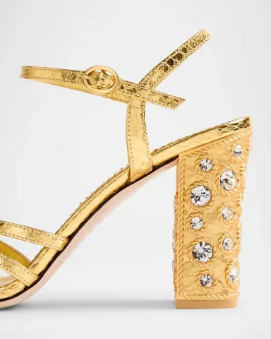 Valentino Garavani Metallic Jewel Ankle-Strap Sandals | Thumbnail 4 Valentino Garavani Metallic Jewel Ankle-Strap Sandals | Thumbnail 4
