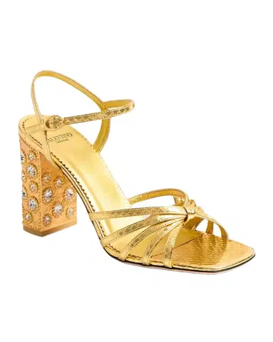 Valentino Garavani Metallic Jewel Ankle-Strap Sandals | Thumbnail 1 Valentino Garavani Metallic Jewel Ankle-Strap Sandals | Thumbnail 1