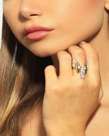 YEPREM 18K Yellow and White Gold Diamond Ring | Thumbnail 2 YEPREM 18K Yellow and White Gold Diamond Ring | Thumbnail 2