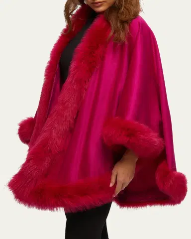 Gorski Cashmere Cape with Toscana Shearling Lamb Trim | Thumbnail 4 Gorski Cashmere Cape with Toscana Shearling Lamb Trim | Thumbnail 4