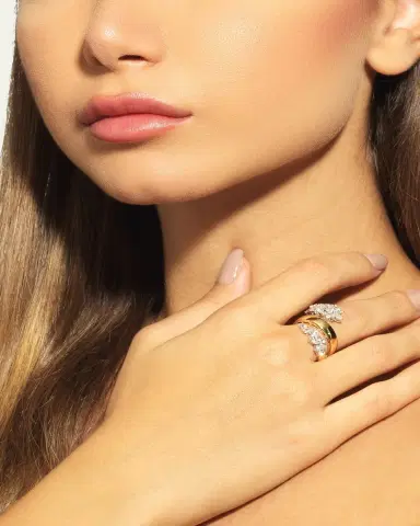 YEPREM 18K Yellow and White Gold Diamond Wrap Ring | Thumbnail 2 YEPREM 18K Yellow and White Gold Diamond Wrap Ring | Thumbnail 2