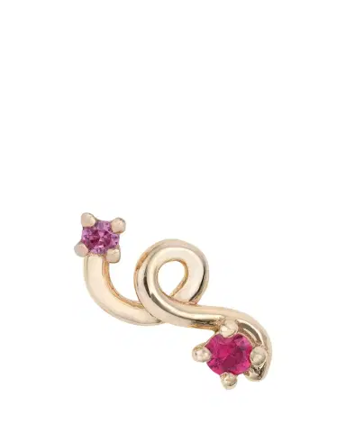 Bea Bongiasca 9K Yellow Gold Ruby and Pink Sapphire Mini Loop Earring, Single | Thumbnail 1 Bea Bongiasca 9K Yellow Gold Ruby and Pink Sapphire Mini Loop Earring, Single | Thumbnail 1