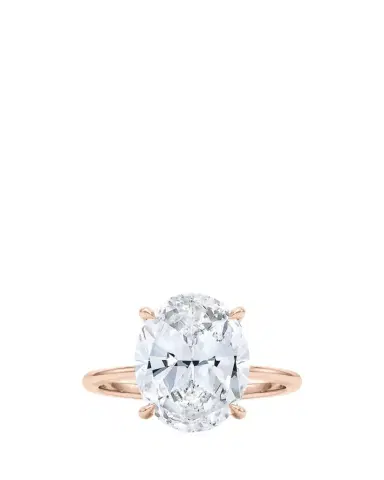 HauteCarat 18K Oval Cut Hidden Halo Lab Grown Diamond Ring, 3.0tcw | Thumbnail 1 HauteCarat 18K Oval Cut Hidden Halo Lab Grown Diamond Ring, 3.0tcw | Thumbnail 1