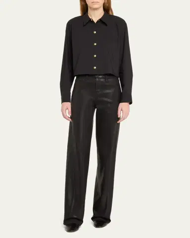 L'Agence Cosette Cropped High-Low Shirt | Thumbnail 2 L'Agence Cosette Cropped High-Low Shirt | Thumbnail 2
