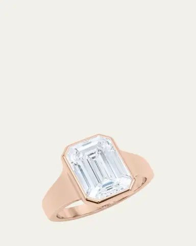 HauteCarat 18K Emerald Cut Lab Grown Diamond Cigar Bezel Ring, 2.0tcw | Thumbnail 2 HauteCarat 18K Emerald Cut Lab Grown Diamond Cigar Bezel Ring, 2.0tcw | Thumbnail 2