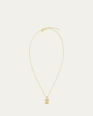 Procaccia Jewelry 18K Gold Hebrew DALET Yellow Sapphire Initial Necklace, 18"L | Thumbnail 3 Procaccia Jewelry 18K Gold Hebrew DALET Yellow Sapphire Initial Necklace, 18"L | Thumbnail 3