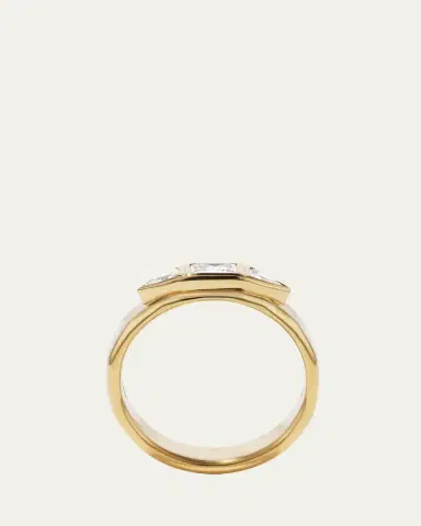 Aaryah 18K Yellow Gold 3 Stone Natural Diamond Minas Ring, Size | Thumbnail 3 Aaryah 18K Yellow Gold 3 Stone Natural Diamond Minas Ring, Size | Thumbnail 3