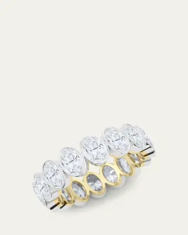 HauteCarat 18K Oval Cut Bezel Lab Grown Diamond Eternity Band, 6.0tcw | Thumbnail 2 HauteCarat 18K Oval Cut Bezel Lab Grown Diamond Eternity Band, 6.0tcw | Thumbnail 2