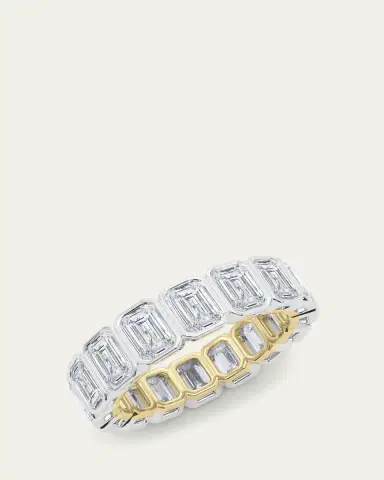 HauteCarat 18K Emerald Cut Bezel Lab Grown Diamond Eternity Band, 6.6tcw | Thumbnail 2 HauteCarat 18K Emerald Cut Bezel Lab Grown Diamond Eternity Band, 6.6tcw | Thumbnail 2