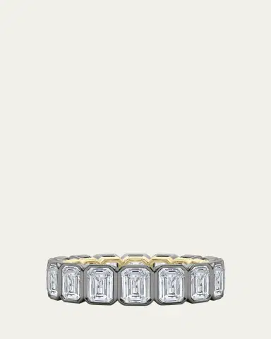 HauteCarat 18K Emerald Cut Bezel Lab Grown Diamond Eternity Band, 6.6tcw | Thumbnail 5 HauteCarat 18K Emerald Cut Bezel Lab Grown Diamond Eternity Band, 6.6tcw | Thumbnail 5