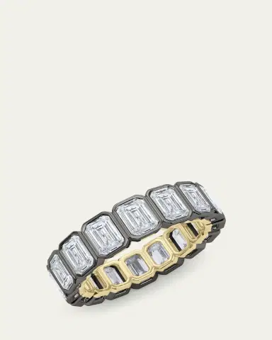 HauteCarat 18K Emerald Cut Bezel Lab Grown Diamond Eternity Band, 6.6tcw | Thumbnail 6 HauteCarat 18K Emerald Cut Bezel Lab Grown Diamond Eternity Band, 6.6tcw | Thumbnail 6
