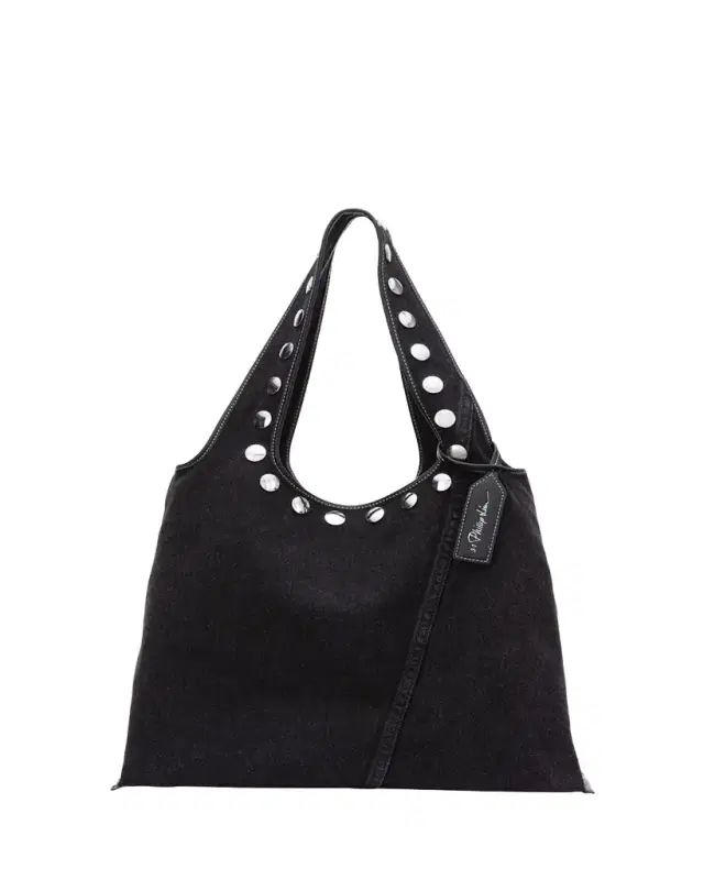 Studded Washed Denim Market Tote Bag Studded Washed Denim Market Tote Bag