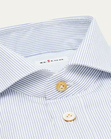 Kiton Men's Cotton Hairline Stripe Dress Shirt | Thumbnail 2 Kiton Men's Cotton Hairline Stripe Dress Shirt | Thumbnail 2