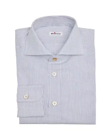 Kiton Men's Cotton Hairline Stripe Dress Shirt | Thumbnail 1 Kiton Men's Cotton Hairline Stripe Dress Shirt | Thumbnail 1