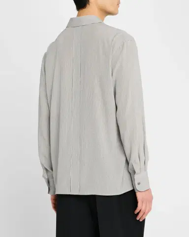Saint Laurent Men's Micro-Striped Silk Sport Shirt | Thumbnail 2 Saint Laurent Men's Micro-Striped Silk Sport Shirt | Thumbnail 2