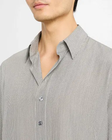 Saint Laurent Men's Micro-Striped Silk Sport Shirt | Thumbnail 4 Saint Laurent Men's Micro-Striped Silk Sport Shirt | Thumbnail 4