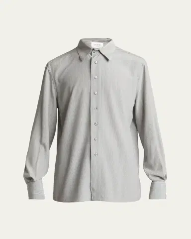 Saint Laurent Men's Micro-Striped Silk Sport Shirt | Thumbnail 5 Saint Laurent Men's Micro-Striped Silk Sport Shirt | Thumbnail 5