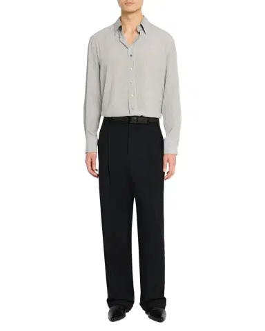 Saint Laurent Men's Micro-Striped Silk Sport Shirt | Thumbnail 1 Saint Laurent Men's Micro-Striped Silk Sport Shirt | Thumbnail 1