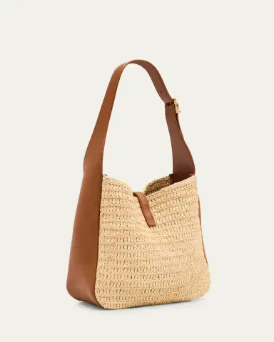 Saint Laurent Le 5 A 7 Small Shoulder Bag in Raffia and Leather | Thumbnail 3 Saint Laurent Le 5 A 7 Small Shoulder Bag in Raffia and Leather | Thumbnail 3