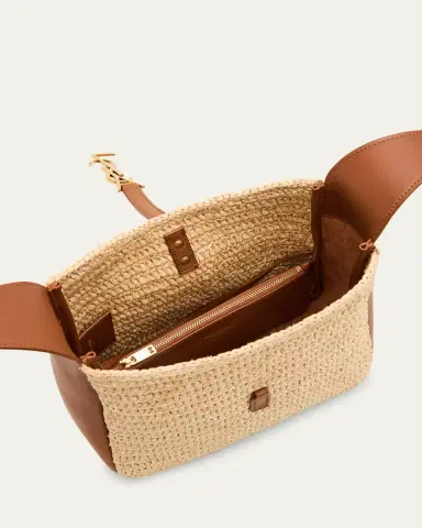 Saint Laurent Le 5 A 7 Small Shoulder Bag in Raffia and Leather | Thumbnail 4 Saint Laurent Le 5 A 7 Small Shoulder Bag in Raffia and Leather | Thumbnail 4