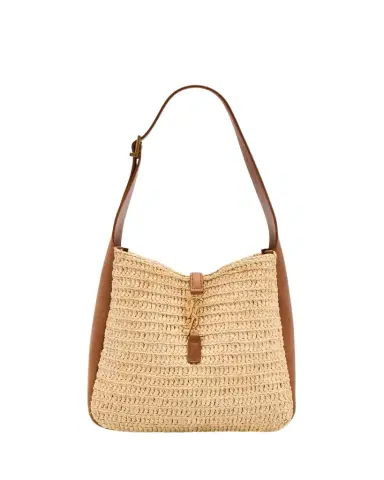 Saint Laurent Le 5 A 7 Small Shoulder Bag in Raffia and Leather | Thumbnail 1 Saint Laurent Le 5 A 7 Small Shoulder Bag in Raffia and Leather | Thumbnail 1