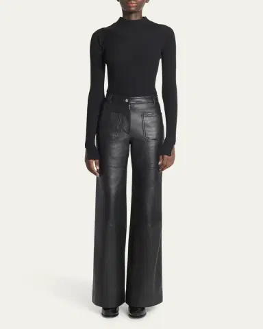 Victoria Beckham Alina Flared Leather Trousers | Thumbnail 2 Victoria Beckham Alina Flared Leather Trousers | Thumbnail 2