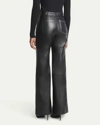 Victoria Beckham Alina Flared Leather Trousers | Thumbnail 3 Victoria Beckham Alina Flared Leather Trousers | Thumbnail 3