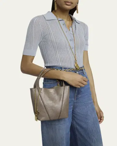 Chloé Spin Mini Tote Bag in Grained Calfskin | Thumbnail 12 Chloé Spin Mini Tote Bag in Grained Calfskin | Thumbnail 12